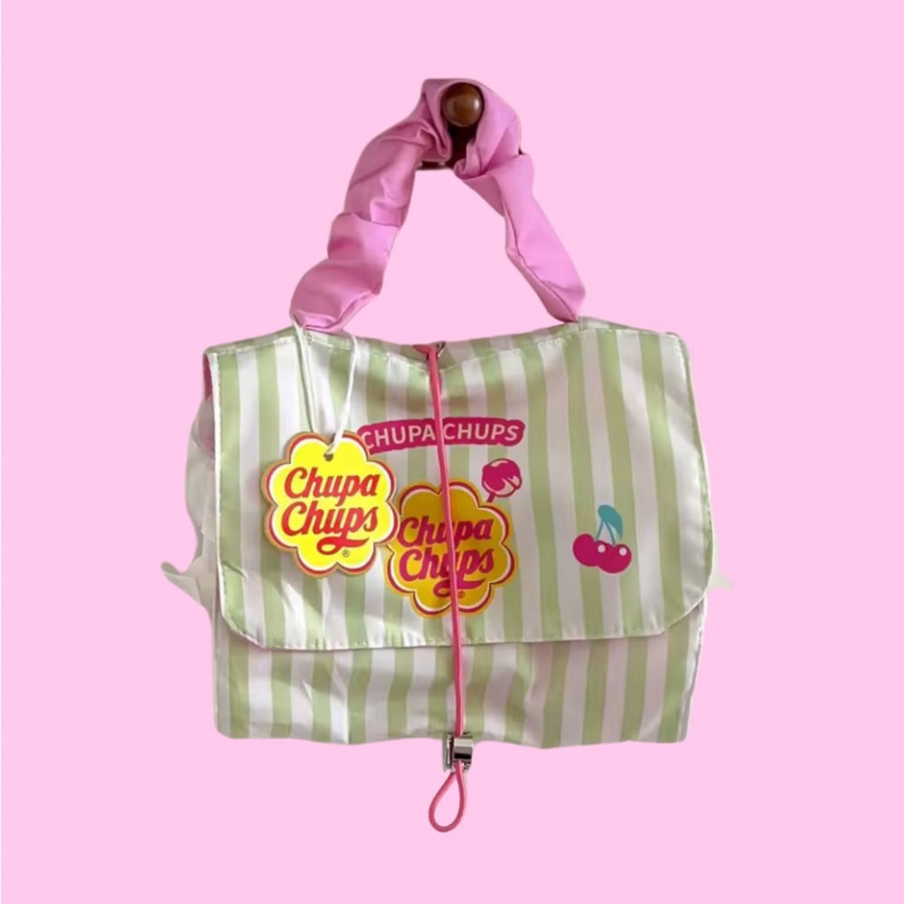 NWT Y2K Chupa Chups Striped Cherry Cosmetic Bag